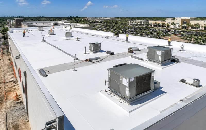 Commercial TPO flat roof installation in Central Florida