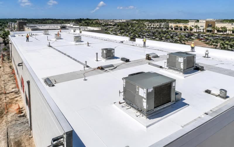 Commercial TPO flat roof installation in Central Florida